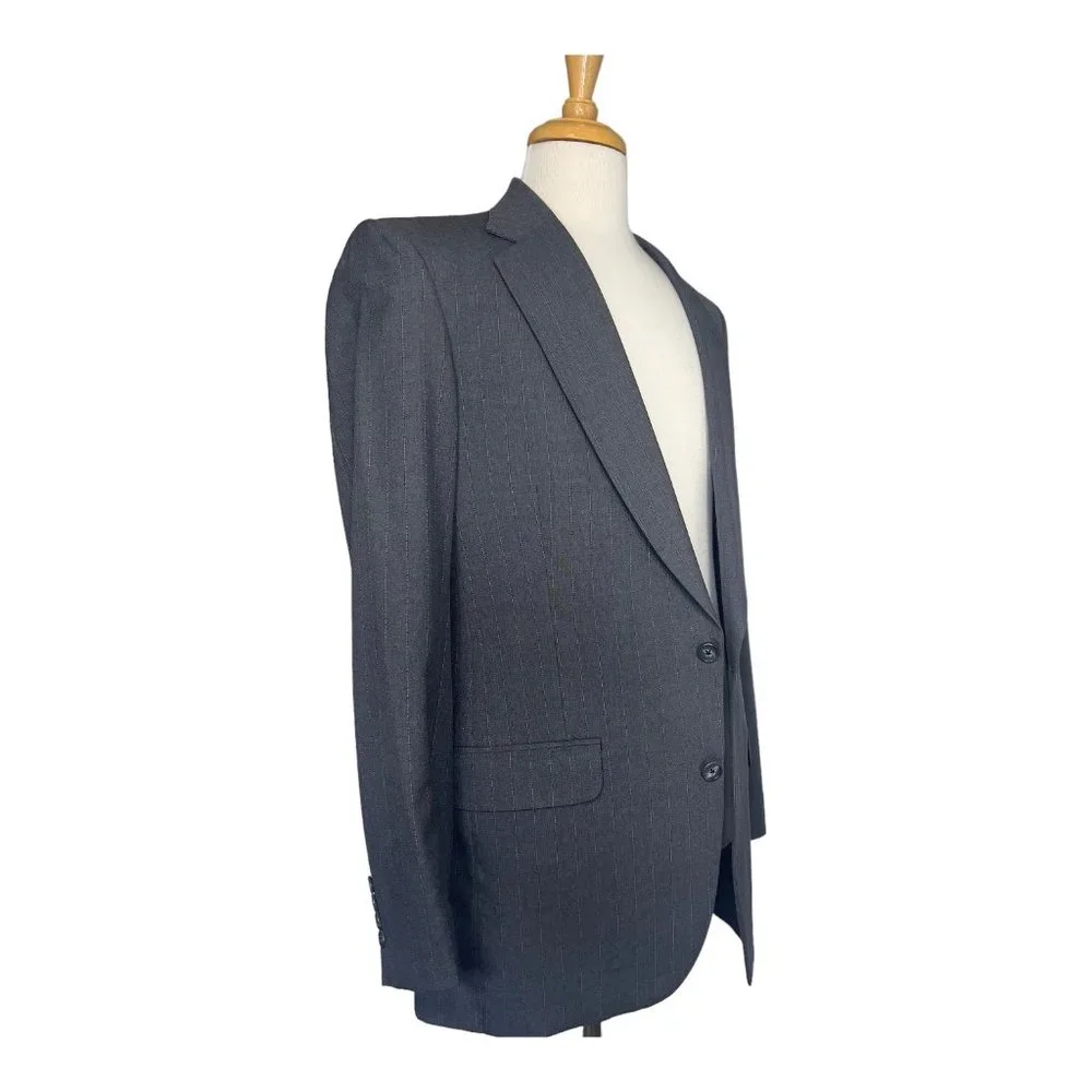 Burberry’s Vintage Wool Pinstripe Blazer Men 42” Bust Old Money Dark Academia